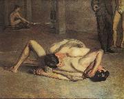 Thomas Eakins The Wrestlers oil painting on canvas